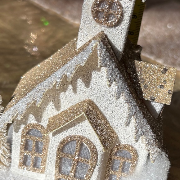 Pier 1 Gold and White Glitter Light-Up Church - Picture 6 of 6